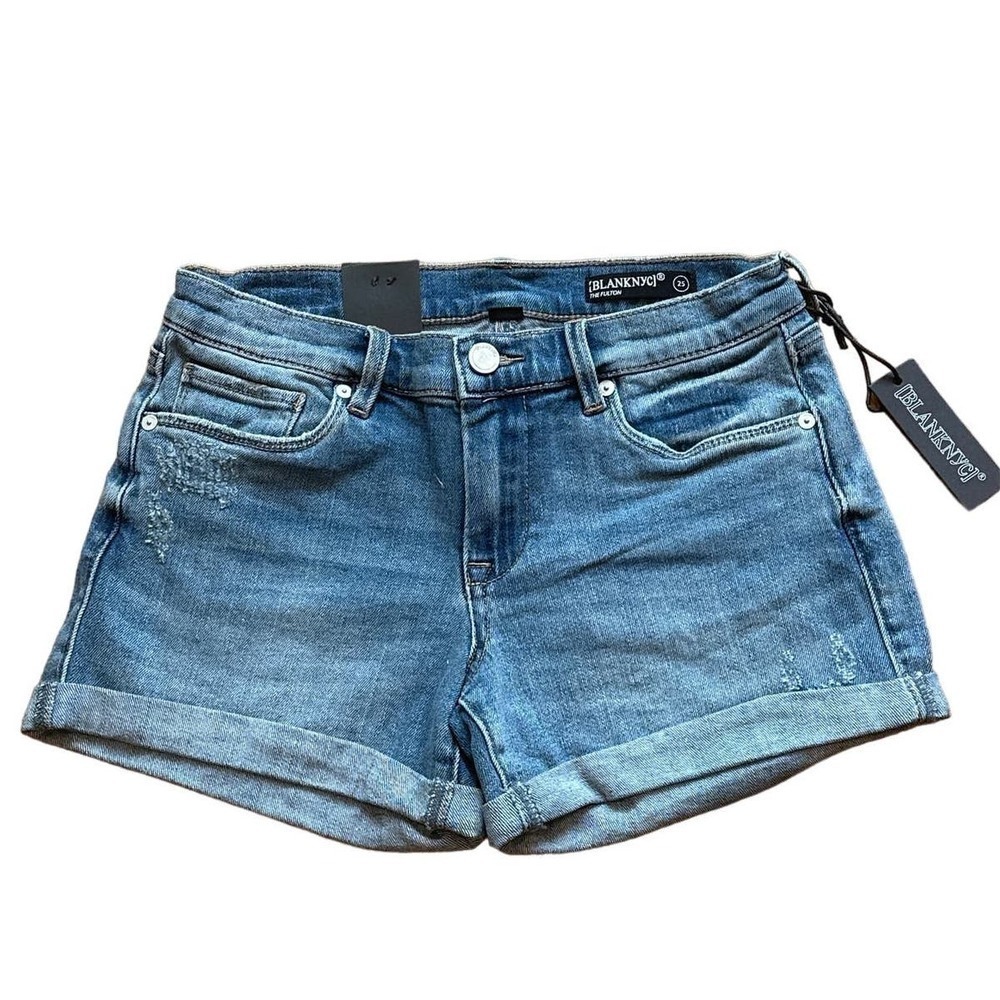 BLANKNYC the Fulton roll-up short blue denim US Womens 25 NWT